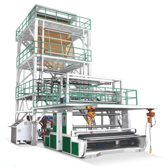 Three Layers ABC/ABA IBC Cooling System with Upper Tration Rotating Plastic Package Shrink PE LDPE HDPE Film Blowing Machine Blown Film Machine 